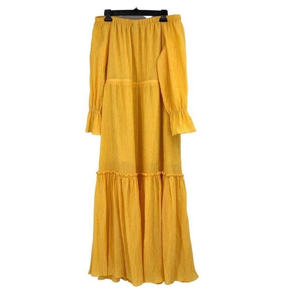 Scoop for Walmart off the shoulder maxi dress yellow size medium 8–10 1746 - Picture 6 of 9